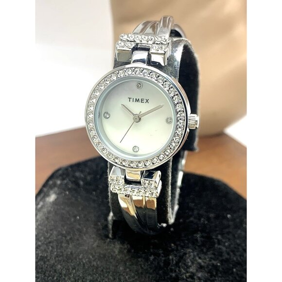 Timex Women's Watch TW2W62200 Quartz Gemmed Mother of Pearl Dial Steel 24mm - Picture 1 of 13